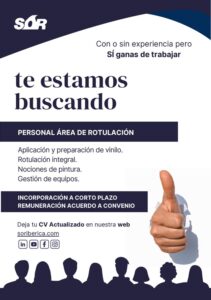 Oferta de Empleo: Personal en el área de ROTULACIÓN