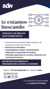 Oferta de Empleo: Personal en el área de ELECTROMECÁNICA